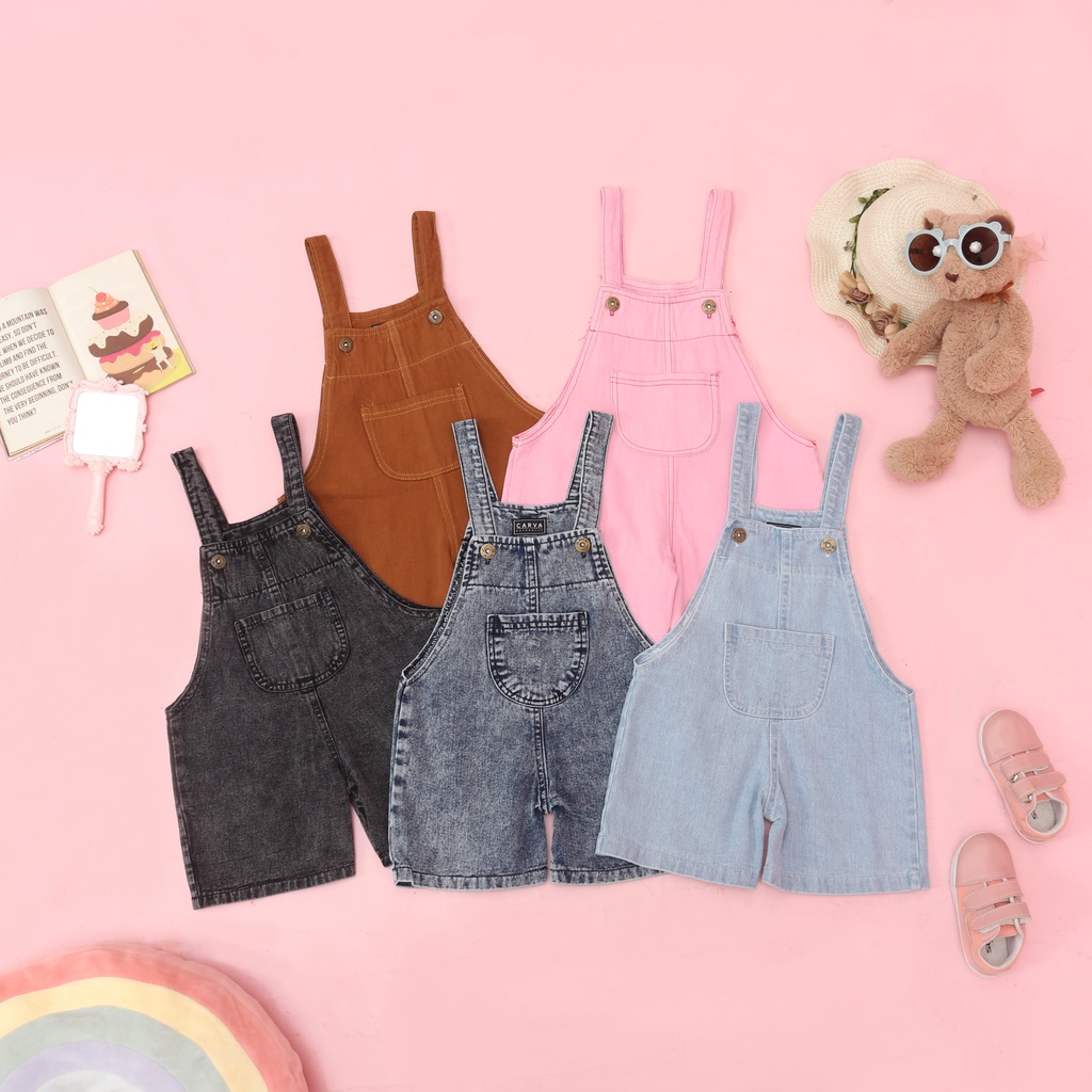 CARVA ATASAN OVERALL DENIM BAJU KODOK ANAK UNISEX JEANS REAL PICT(1 - 6 TAHUN)