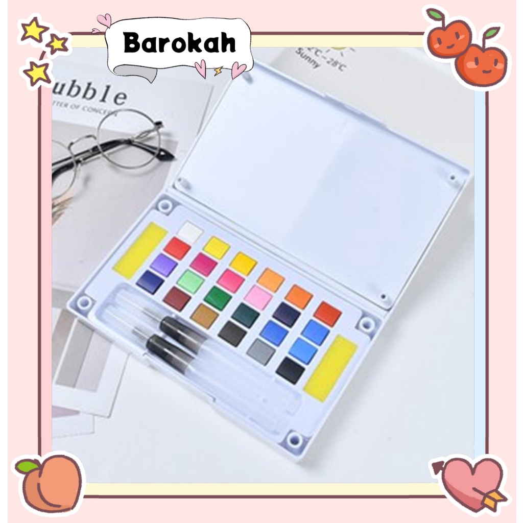 

[BAROKAH] 24 Watercolor pallette set termasuk pena kuas air / painting kit edukasi mewarnai coloring