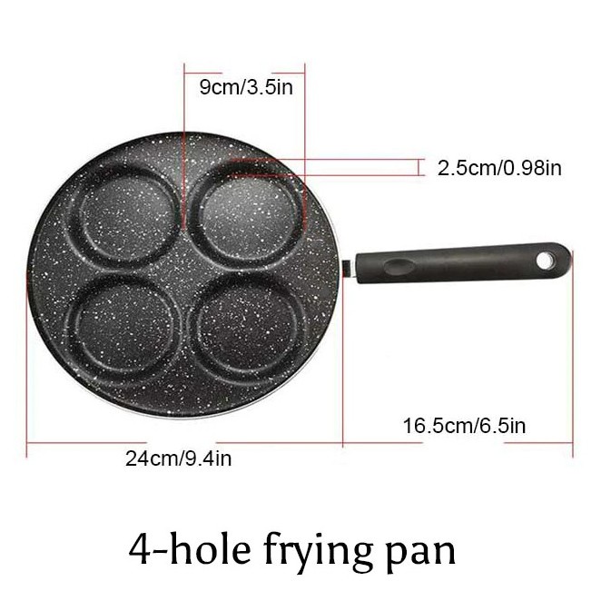 PANCI CETAKAN TELUR 4 DATAR CETAKAN MARTABAK Panci Wajan 4 Lubang Penggorengan Telor Pancake/ EGG FRYINGPAN Fry Pan 4 Penggorengan 4 Lubang  /Frypan Omelet 4 Lubang Teflon Cetakan Telur 24 CM