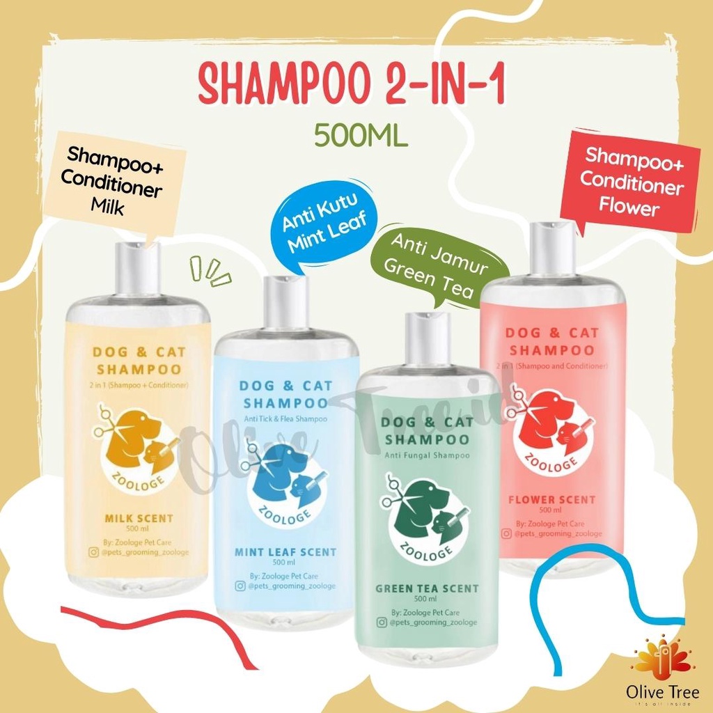 Zoologe Shampoo Conditioner 2 in 1 Anti Jamur Anti Kutu Sampo kutu kucing sampo kutu anjing Sampo jamur kucing anjing