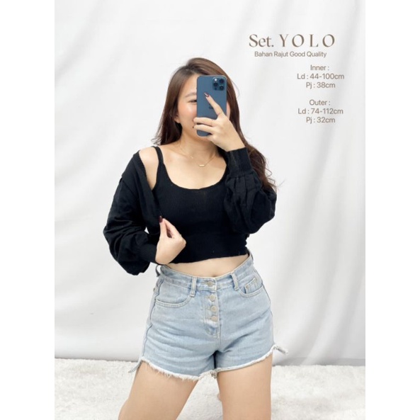 MDLV ~ Set Yolo Rajut Atasan Tanktop + Cardigan Rajut