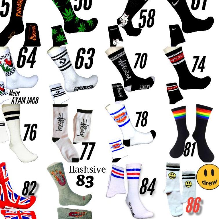 Menarik kaos k oldschool || harga perlusin || bebas pilih motif || kaos kaki skate || kaos kaki snea