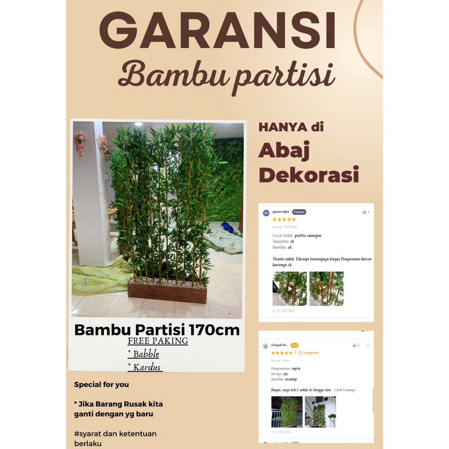 RB partisi pembatas ruangan tirai penyekat lemari rak sekat 2muka dekorasi bambu partisi 170cm