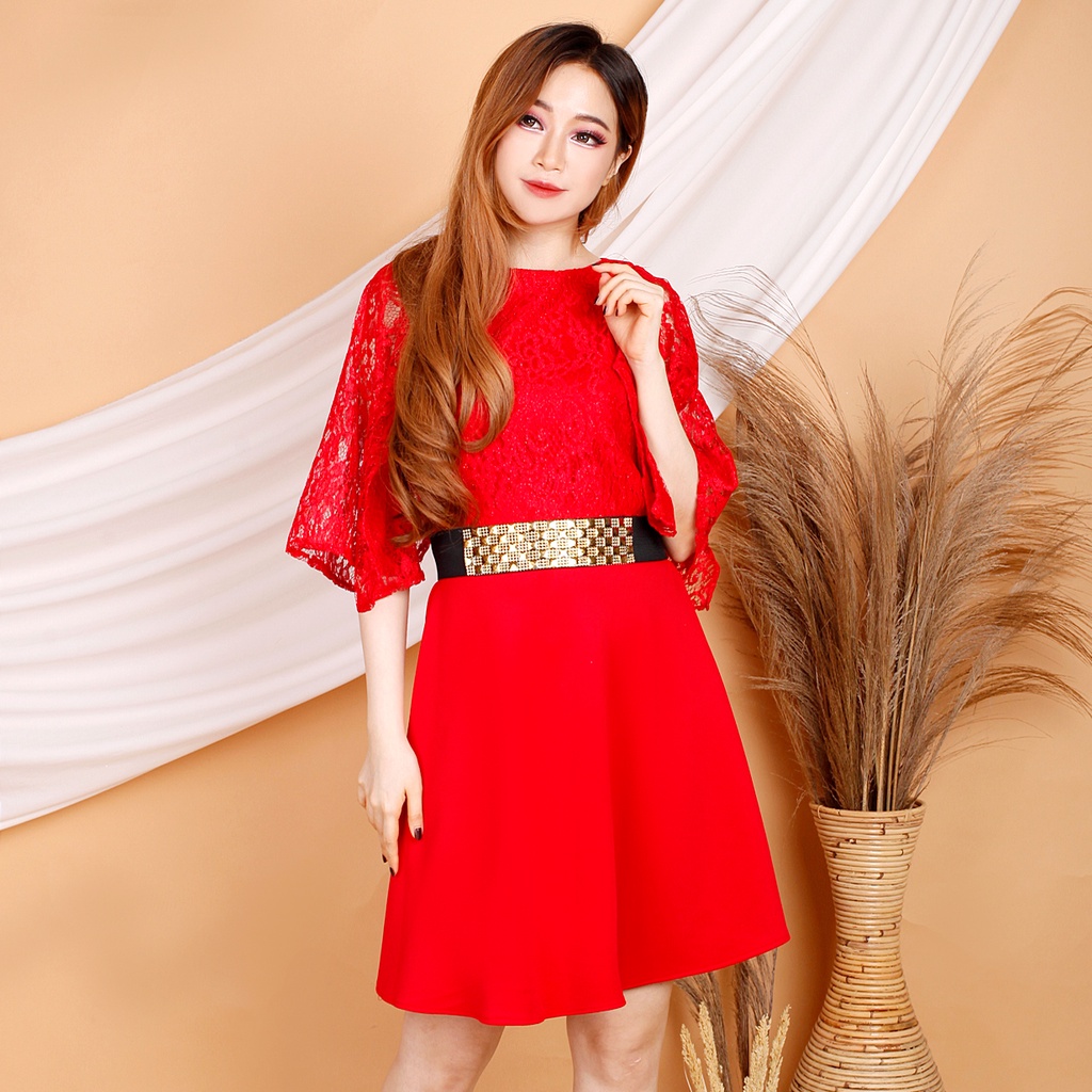 Kathryn collection # 121,  Dres scuba import premium kombinasi brukat gliter free belt