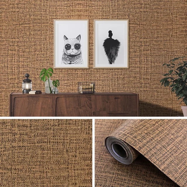 WALLPAPER DINDING MOTIF POLOS BINTIK COKLAT