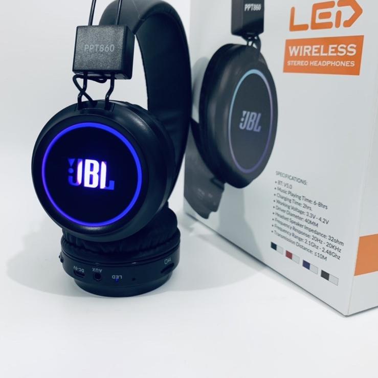 Terbaik Headphone handset earphone bando bluetooth JBL PPT860 headset wireless JbL bando LED