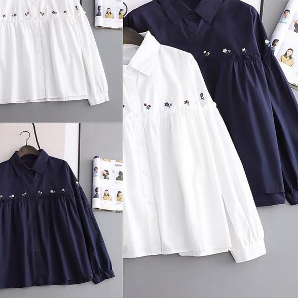 limited Edition✔️Blouse Wanita Korean - Colarie Blouse Mango Crepe Kancing Aktif Bordir - Atasan Wan