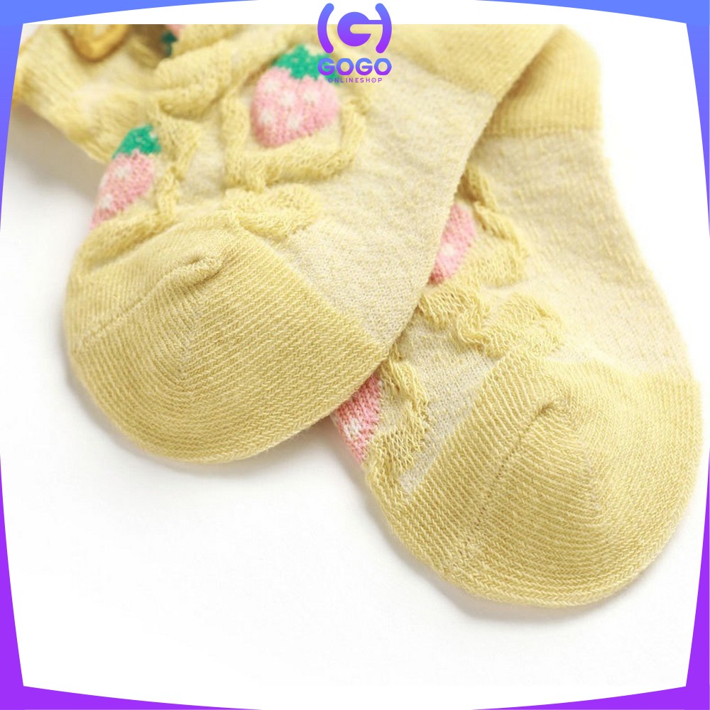 GOGO-P380 Kaos Kaki Anak Perempuan Karakter Buah Bunga dengan Aksen Ruffle Breathable / Kaus Kaki Renda Baby Kid Socks