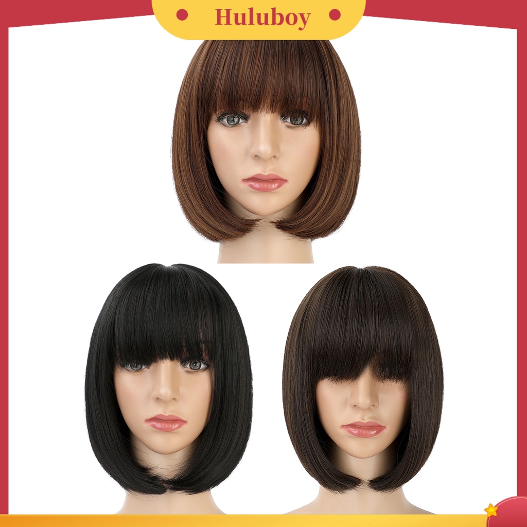 Wig Rambut Pendek Bahan Sutra Suhu Tinggi Untuk Wanita