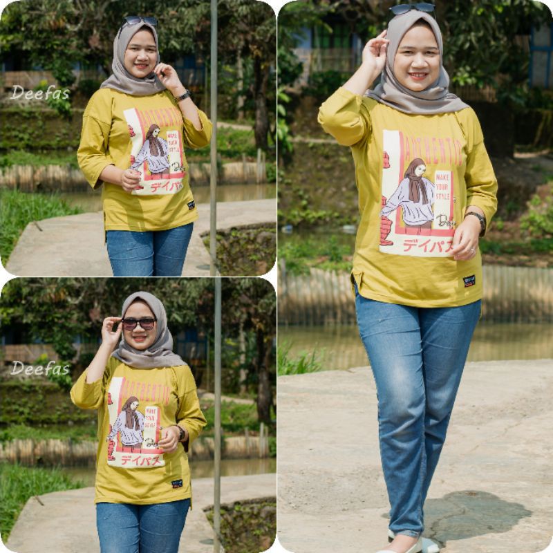 SILANG 06√ KAOS WANITA MODEL JAHITAN SILANG DEPAN LENGAN PANJANG PAKAI RIB BAHAN KATUN KOMBET 20S atasan lengan panjang