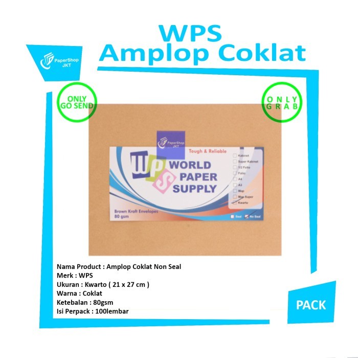 

✨NEW✨ - GOSEND/GRAB - Amplop Coklat Ukuran Kwarto WPS ( 21 x 27 cm )