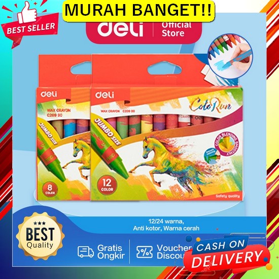 

12 Warna Crayon Plastik Krayon Set Mewarnai Anak Lengkap/ Kerayon Alat Deli Crayon Krayon Lilin 12 Warna Reguler/Jumbo Label Melingkar, Tangan Anti Kotor Ec20800 Ec20900