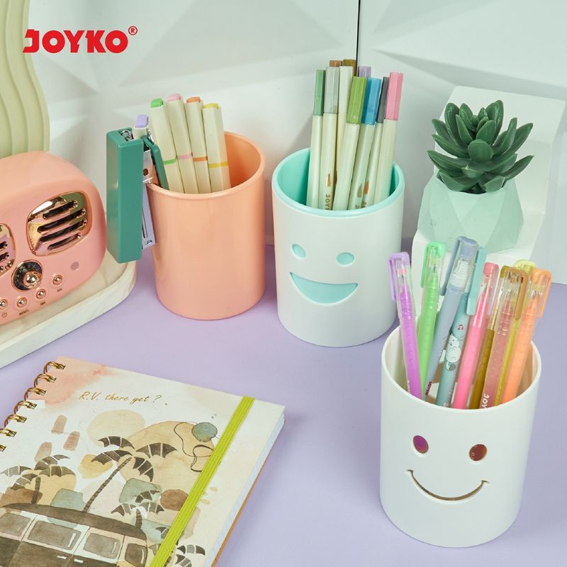 

JOYKO Desk Set DS-56 2 In 1 Tempat Alat Tulis Pen Holder Warna Pastel Motif Smile