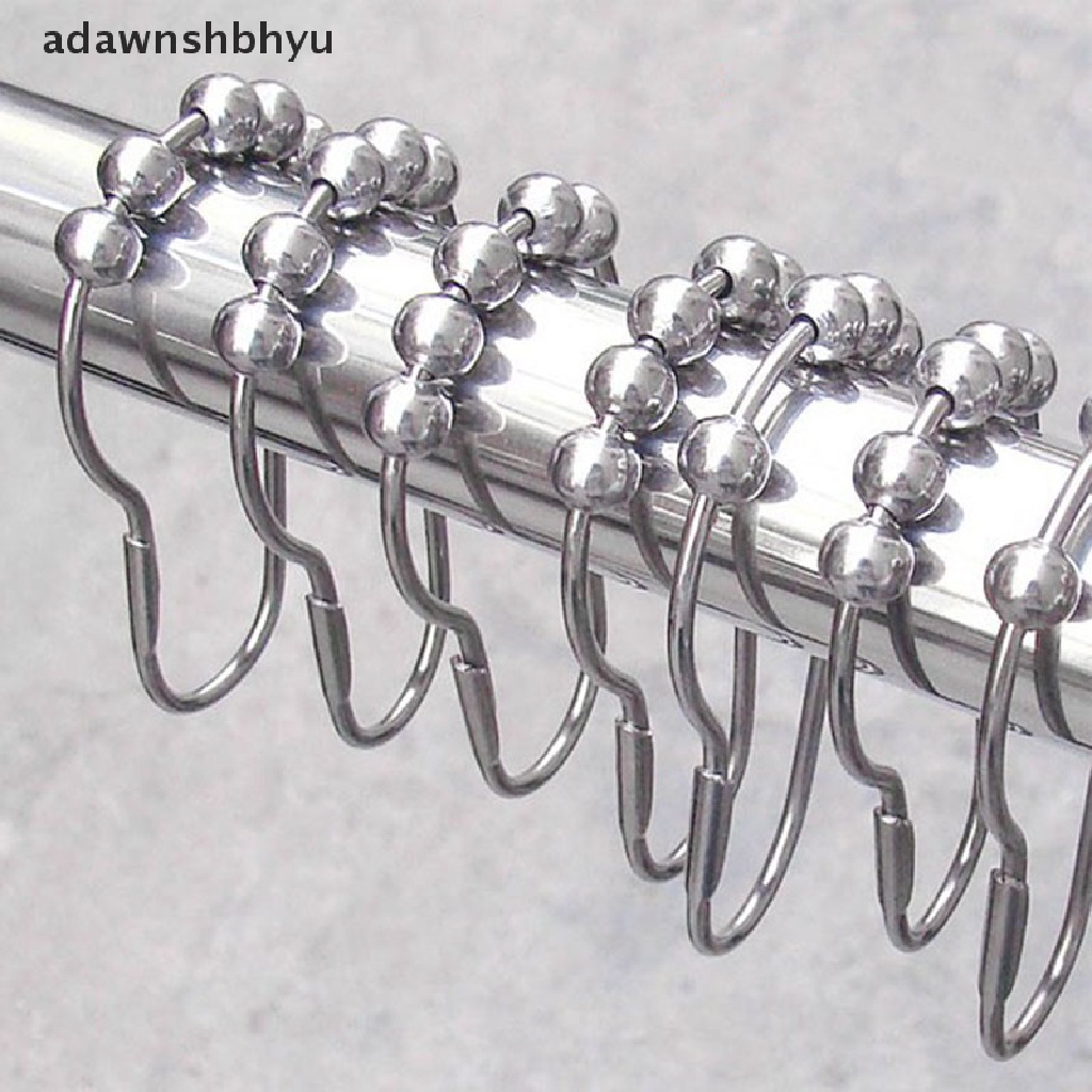 Adawnshbhyu 12PCS Dipoles Sa Nikel 5bola Roller Shower Curtain Ring Kait Mandi ID