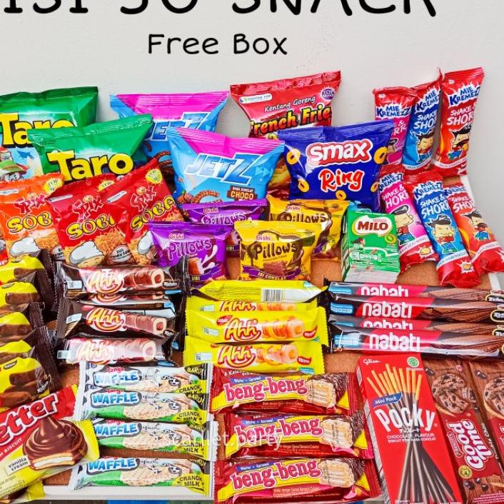 

[FREE BOX] PAKET HAMPERS SNACK ISI 50 PCS HAMPERS LEBARAN KADO ULANG TAHUN BIRTHDAY ULTAH WISUDA ANNIVERSARY SIDANG SEMPRO CHIKI MAKANAN COKLAT KADO ANAK IMLEK LEBARAN BUKET SNACK BOUQUET SNACK BOX IDUL FITRI CHIKI WAFER