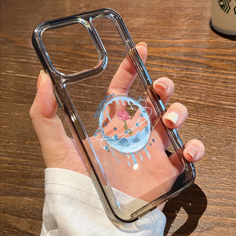 IPHONE Star Core Rose Shockproof Soft Phone Case Kompatibel Untuk Iphone14 11 13 12 Pro XS Max X XR 78 6 6S Plus Casing Transparan TPU Cover