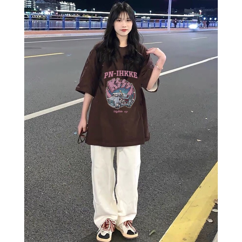 Kaos Oversize Korea Space Lucu Kaos Couple Unisex Car Korean Style/baju warna putih atasan wanita