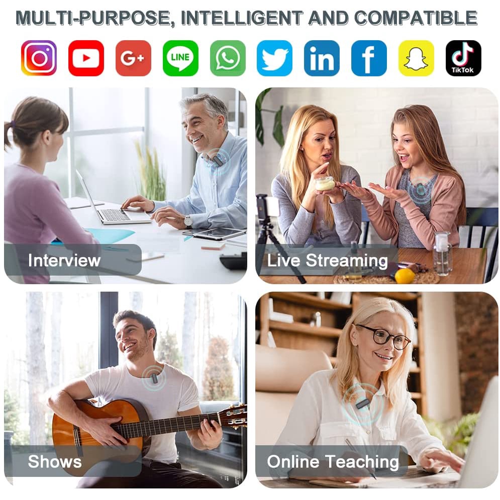 TOPSPOT 2.4G Mikrofon Lavalier Nirkabel dengan Casing Sekaligus Charger for PC/Phone/Camera Mikrofon Lapel Mini microphone mic clip on untuk Merekam YouTube TikTok Facebook Live Stream Vlogging