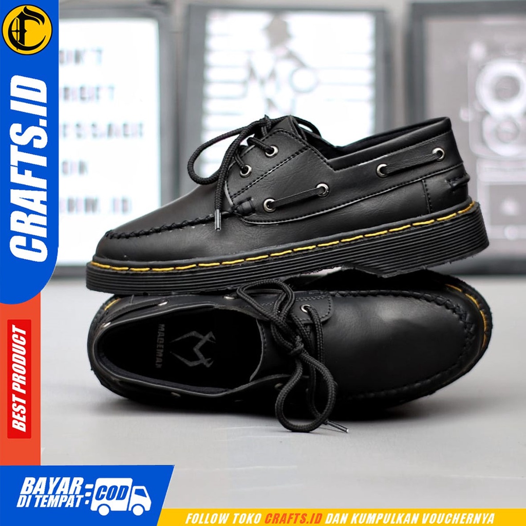 CRAFTS vegit - Sepatu Loafers Docmart Formal Casual Kerja Hitam Pria