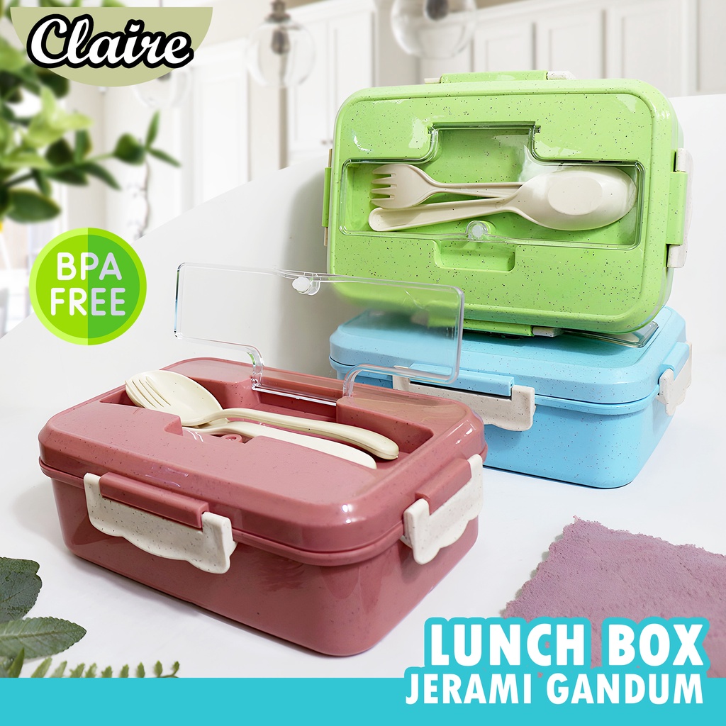 Kotak Makan Jerami  Anti Tumpah / Lunch Box Tempat Makan BPA FREE FREE SENDOK DAN GARPU