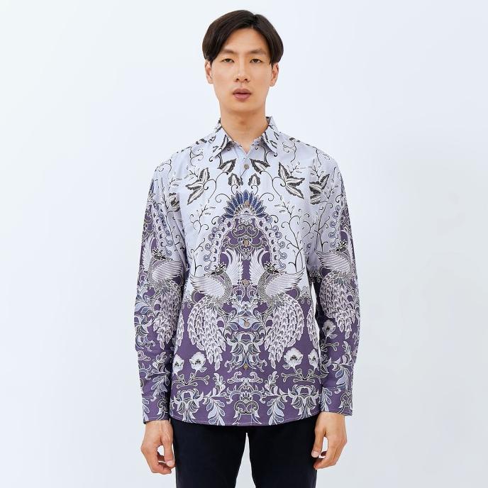 M231 Kemeja Pria Batik Panjang Biru 2637C