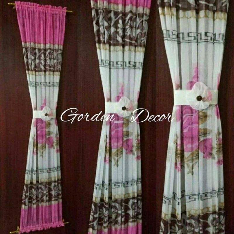 Gorden kaca minimalis kupu motif cerah | hordeng kaca |gorden pita