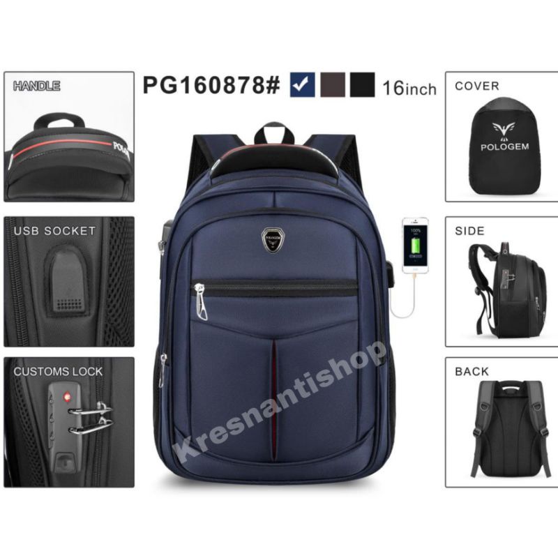 tas ransel laptop 16 inchi tas laptop polo Gem ori tas