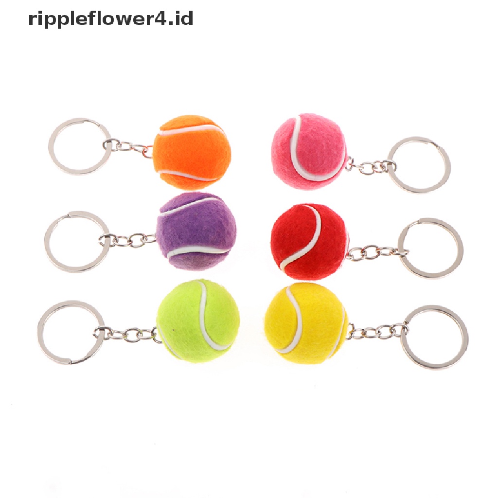 {rippleflower4.id} Gantungan Kunci Logam Bola Tenis Gantungan Kunci Mobil Gantungan Kunci Gantungan Kunci Rantai Olahraga Liontin sliver~