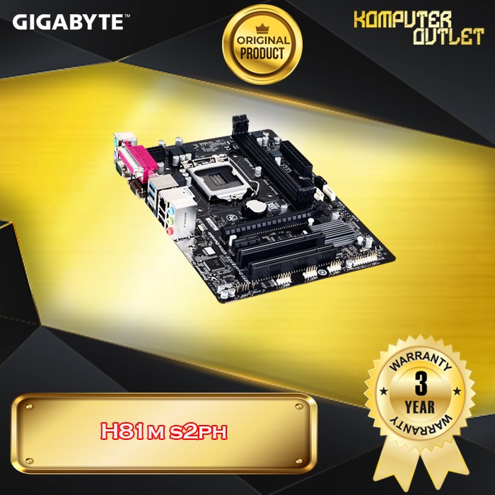 Jual GIGABYTE H81M S2PH MOTHERBOARD INTEL GEN 4 (LGA 1150 DDR3) H81M