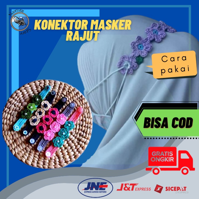 Konektor Masker Hijab Rajut Kancing Perempuan / Pengait Masker / Tali Masker Rajut