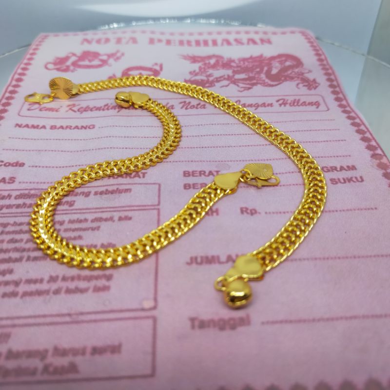 gelang tikar janda terbuat dari coin emas muda asli,,, gelang tangan wanita emas muda kadar 88,9 asl