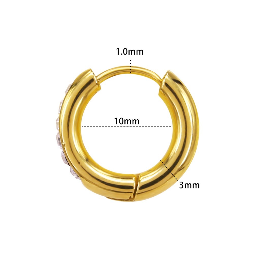 1pasang Anting Bulat Stainless Steel Tindik Tulang Rawan Telinga Anting Hoop Anting Lingkaran Bulat Hitam