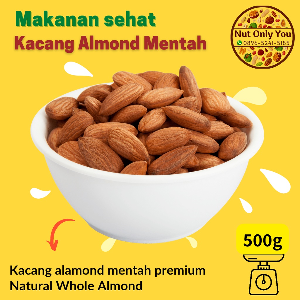 

Kacang Almond Mentah Kupas Utuh Raw Whole 500 gram