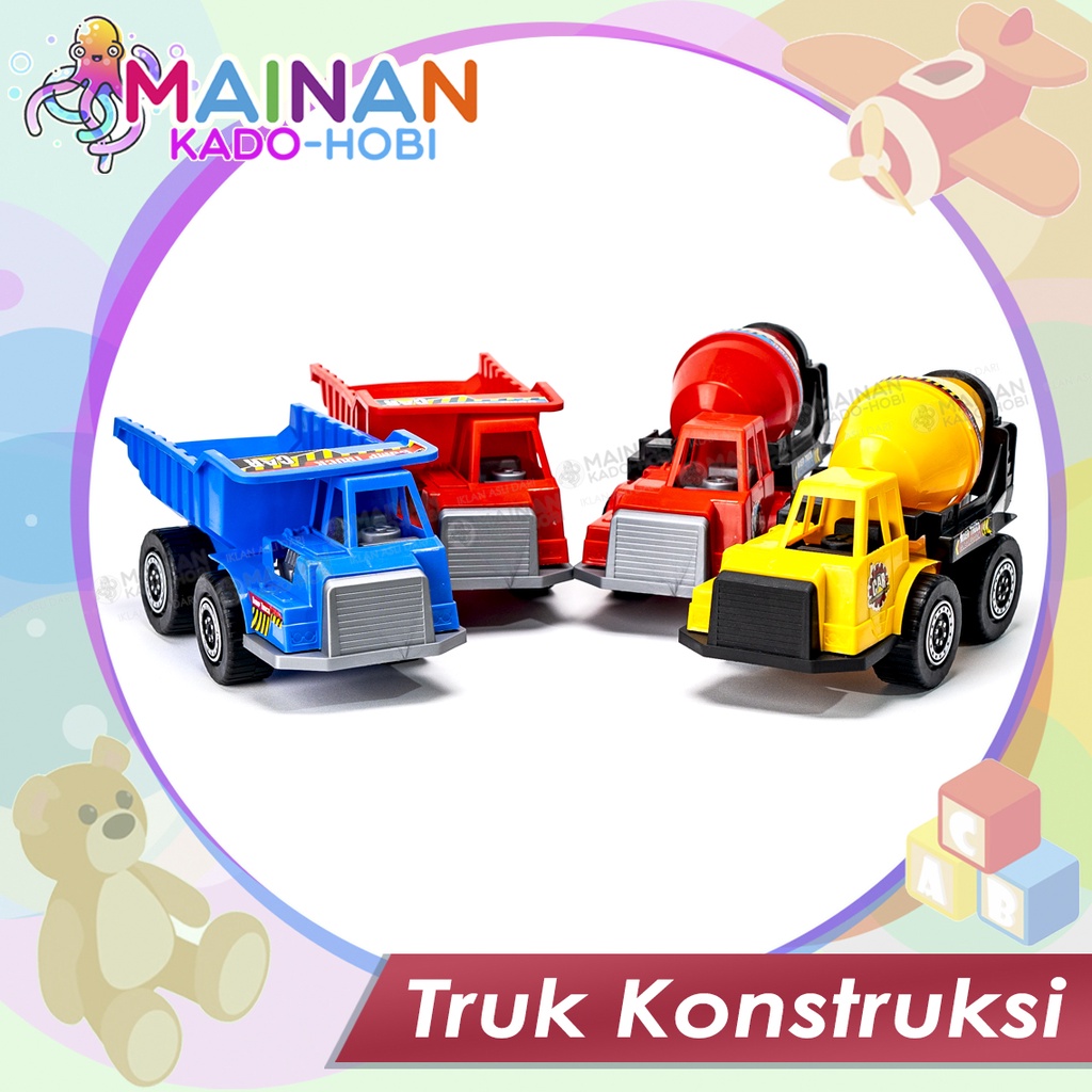 MAINAN ANAK MINIATUR TRUK KONSTRUKSI DIECAST CAR DUMP MIXER TRUCK