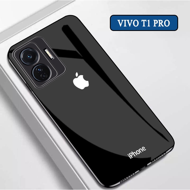 Softcase Glass Kaca VIVO T1 PRO 5G Terbaru [M154] Softcase Kaca Motif Iphone Vivo T1 PRO 5G - Casing