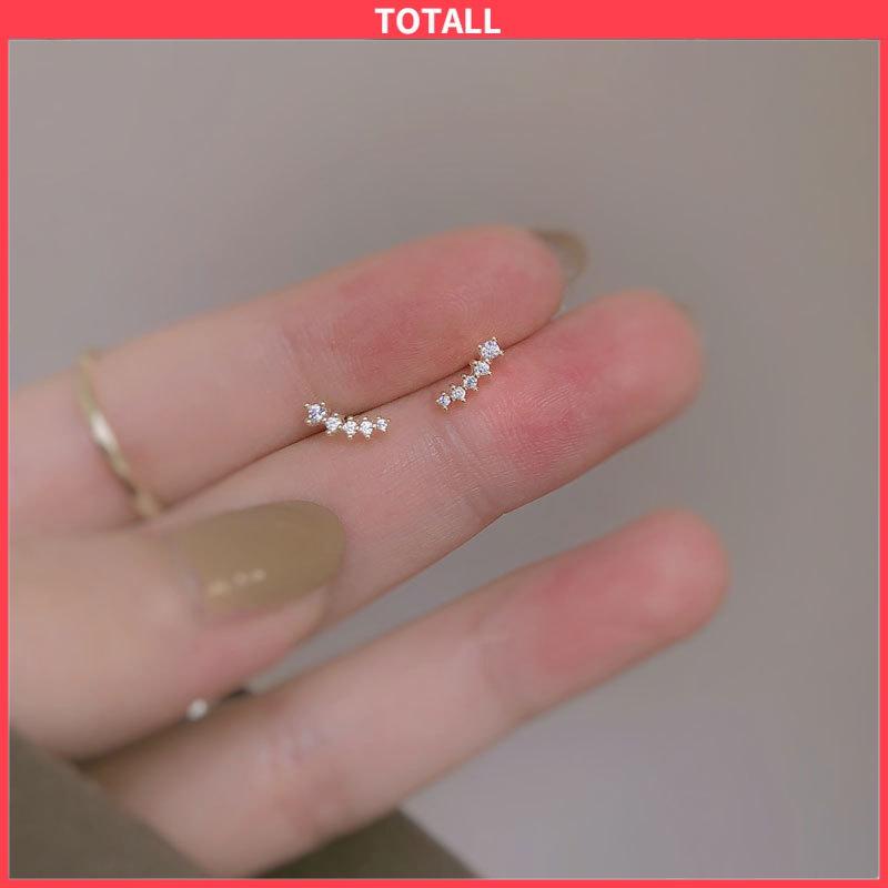 COD Anting Zirkon Set Mikro Sederhana  Baris Kecil Berlian Geometris  Anting Gandum Kecil yang Lucu-Totall