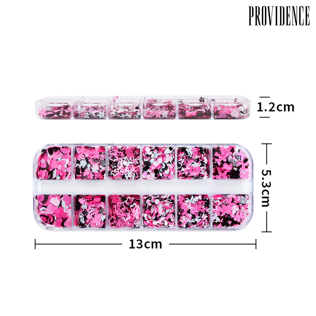 Providence 1kotak Nail Art Payet Shining Gloss DIY Mixing Colors 12kisi Manicure Heart Rabbit Star Bulat Kupu Glitter Manicure Store Supply