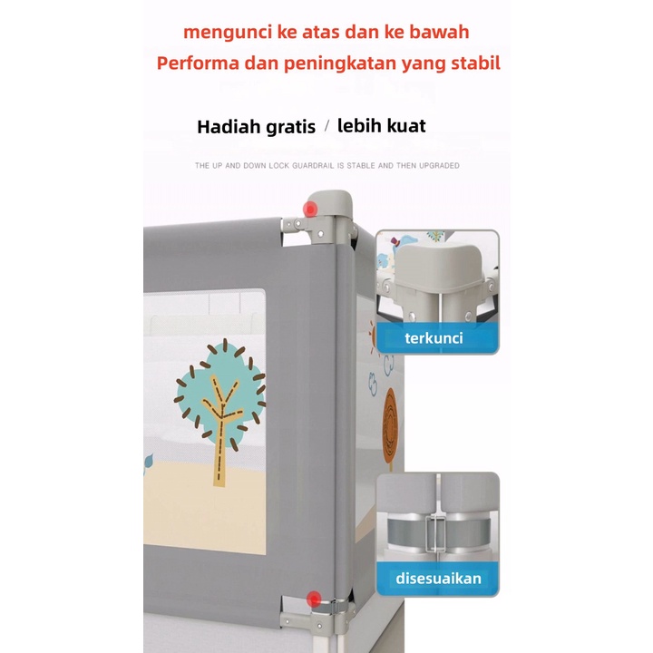 TidakPerlu Pengeboran Model Terbaru Baby Bedrail Bedguard Fence Pembatas Pengaman Pagar Kasur Ranjang Tempat Tidur Anak Bayi Bed Rail Safety Guard