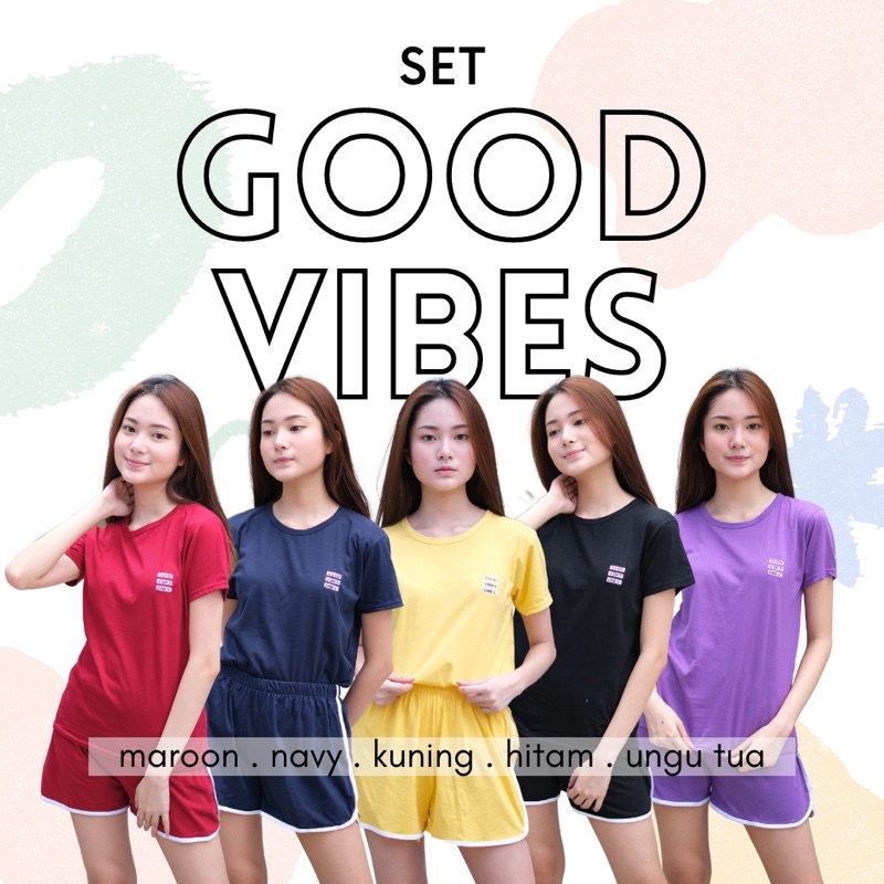 METFORYOU Setelan Wanita - Good Vibes Only Set (Bordir)