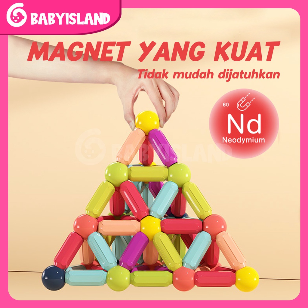 130/84/64/42/25pcs Magnetic Stick block Merakit Mainan-mainan Edukasi Anak Mainan Edukasi Anak Puzzle Magnet Stick Balls