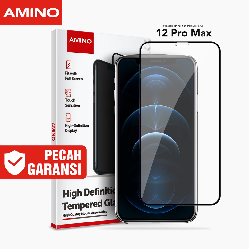 AMINO Tempered Glass 5D Untuk Iphone 12 Pro Max 6.7 Inch Fullcover Premium Glass Full Screen