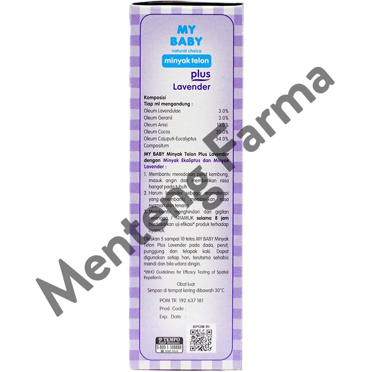 My Baby Minyak Telon Plus Lavender 60 ml - Aroma Lavender Anti Nyamuk Hingga 8 Jam