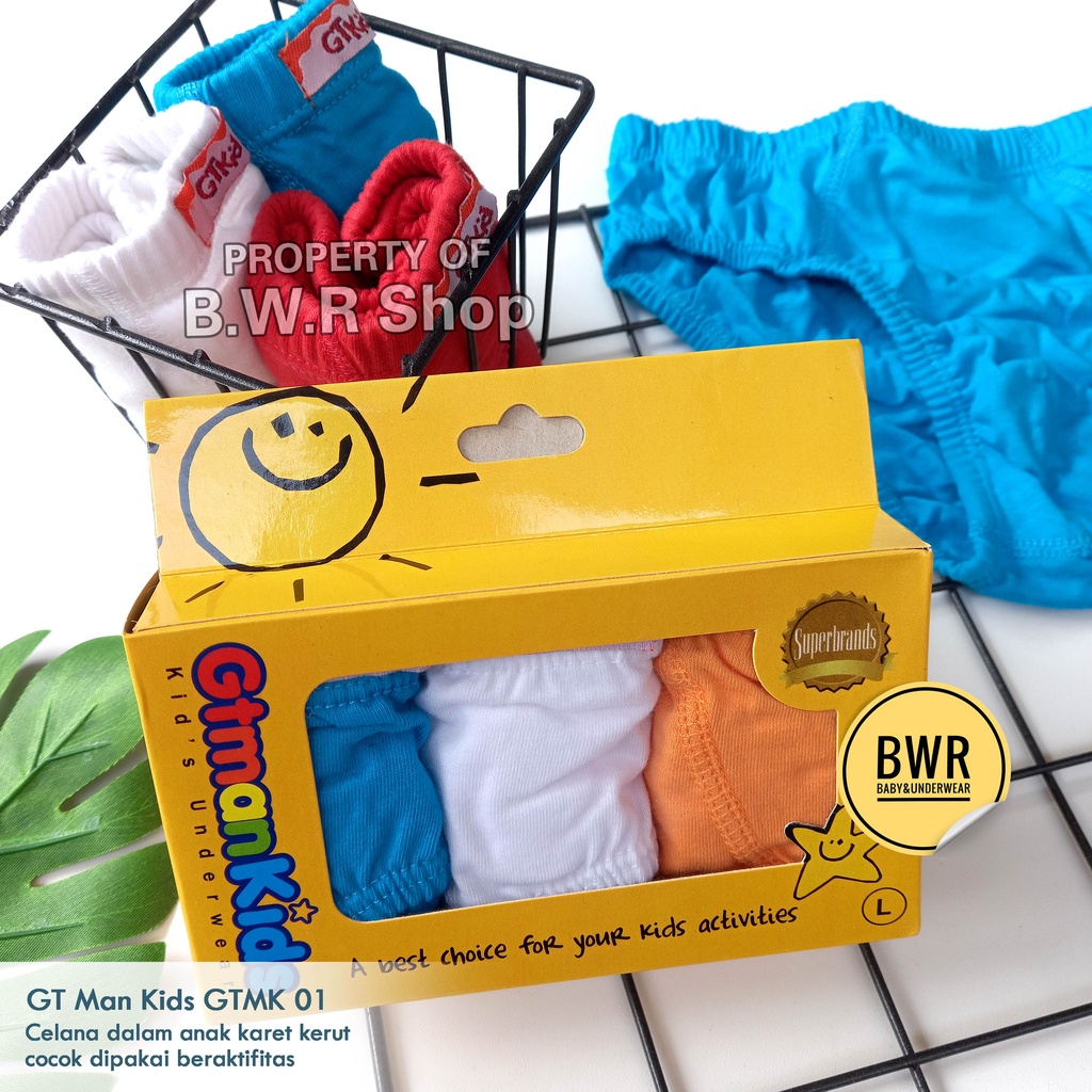 [ 3pc ] GT Man Kids KUNING GTMK 01 / Celana Dalam Anak Karet Kerut Lembut - Bwr