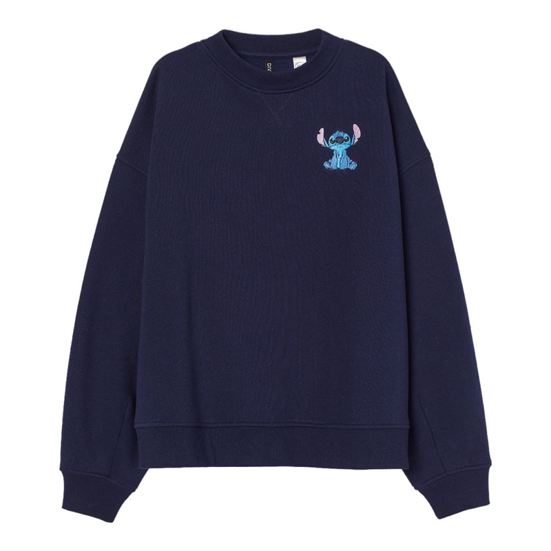 ( 8.8 ) Crewneck Sweatshirt H&amp;M Unisex Sablon Stitch Lilo Stitch, Flecee Katun Lembut Tebal, Free Papperbag