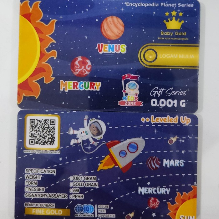 BABY GOLD 0,001 GIFT SERIES PLANET GALAXY 1set 4biji special edition