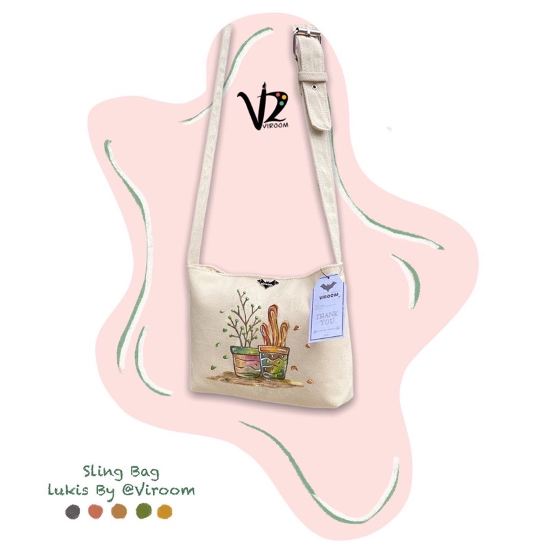 Sling bag / Sling bag lukis / Sling bag lukis custom / Hand painted sling bag / Tas salempang by vir