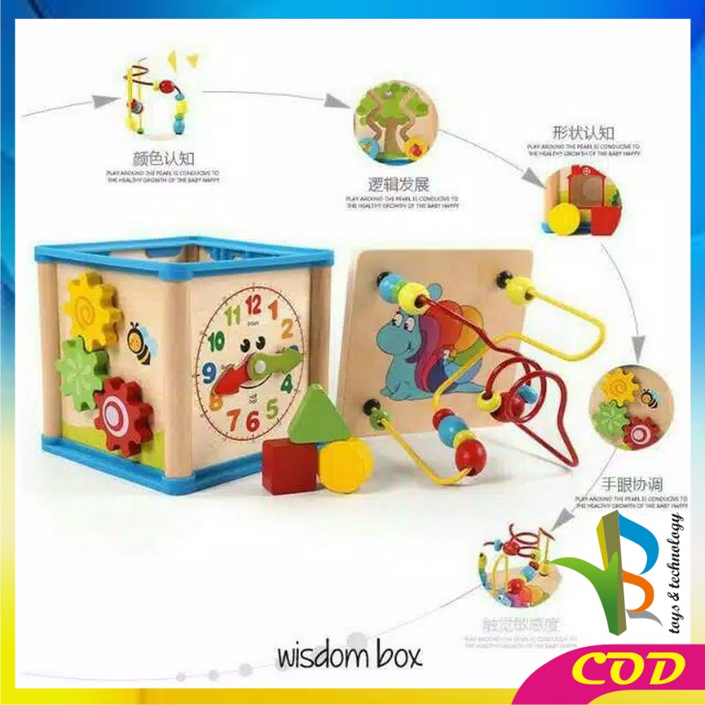 RB-M65 Mainan Edukasi Anak Puzzle Kayu Intelligence / Wisdom Box Busy Box Multifungsi Wooden Toys
