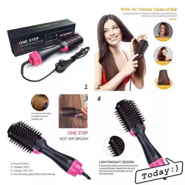 Sisir Hair Dryer Brush Styler One Step Hot Air Blow-5250