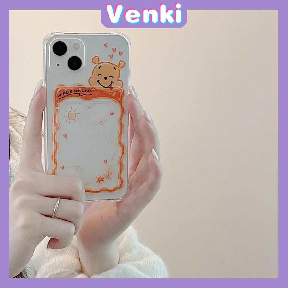 Case iPhone 14 Pro Max Card Holder Case Transparent Simple Case Card Storage Cute Bear Camera Protection Shockproof For iPhone 14 13 12 11 Plus Pro Max 7 Plus X XR