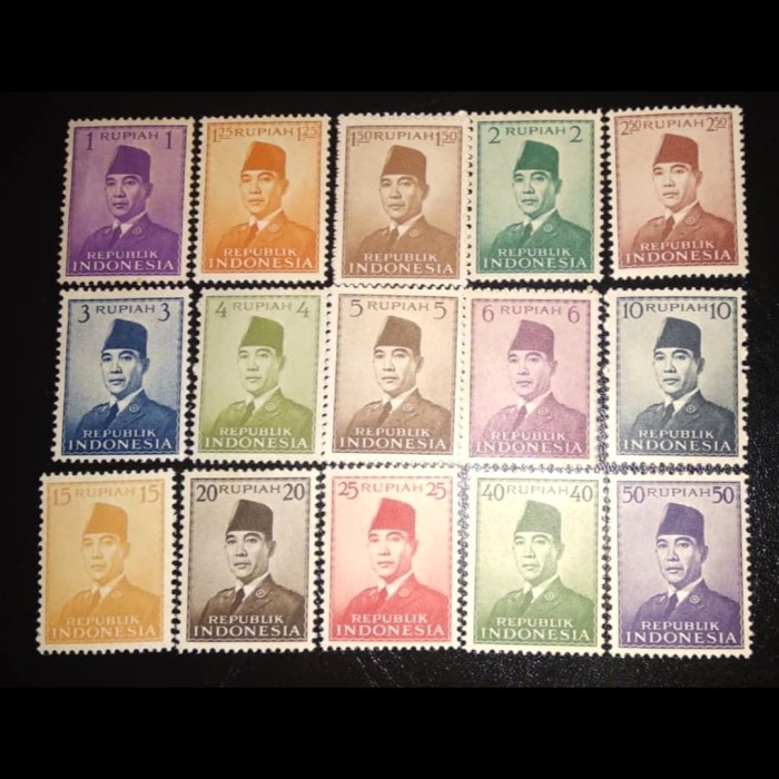 

✨NEW✨ - perangko Presiden SOEKARNO tahun 1951. set lengkap 15 gambar